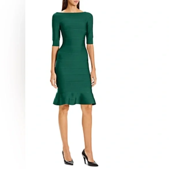 herve leger green dress Fringe by Herve Leger back zip herve leger mini dress by